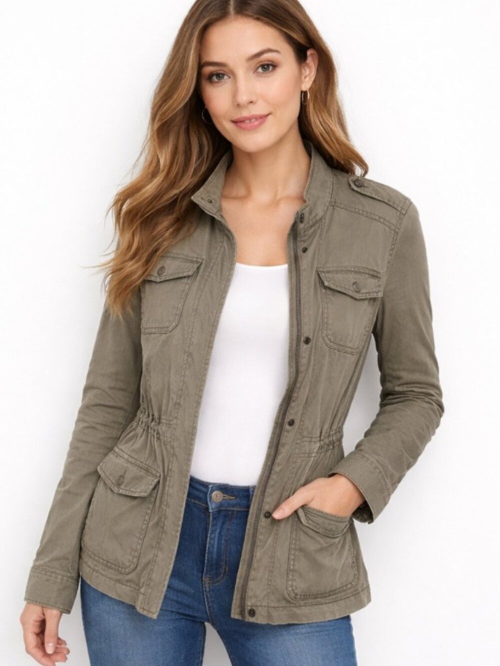 Express Olive Green Military Jacket